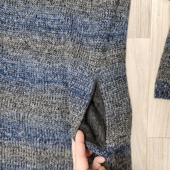J. JILL Womens Blue Gray Knit Hooded Mid Length Open Front Wool Cardigan Small - Picture 5 of 7